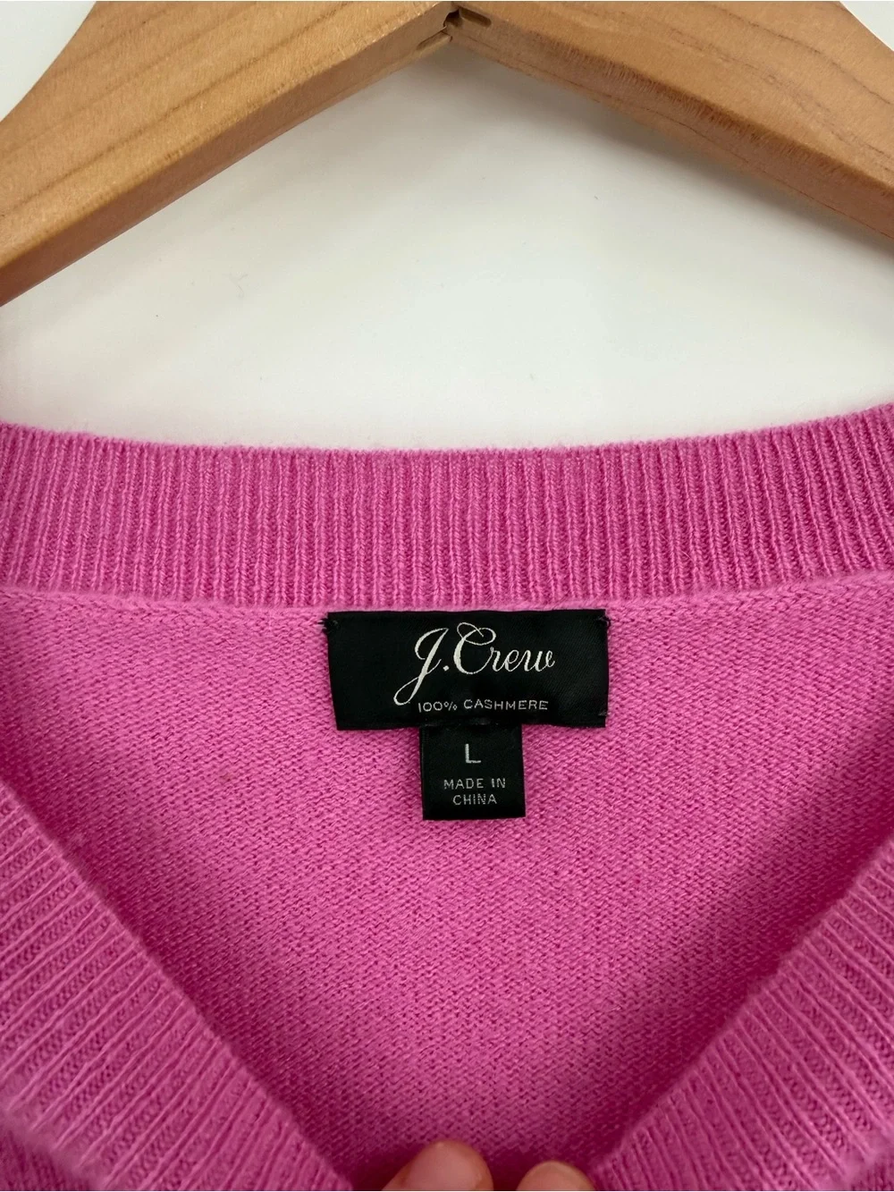 J.Crew Kiss Graphic 100% Cashmere Crewneck Long Sleeve Sweater | Pink | Large